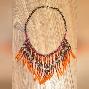 Fringed beaded necklace
